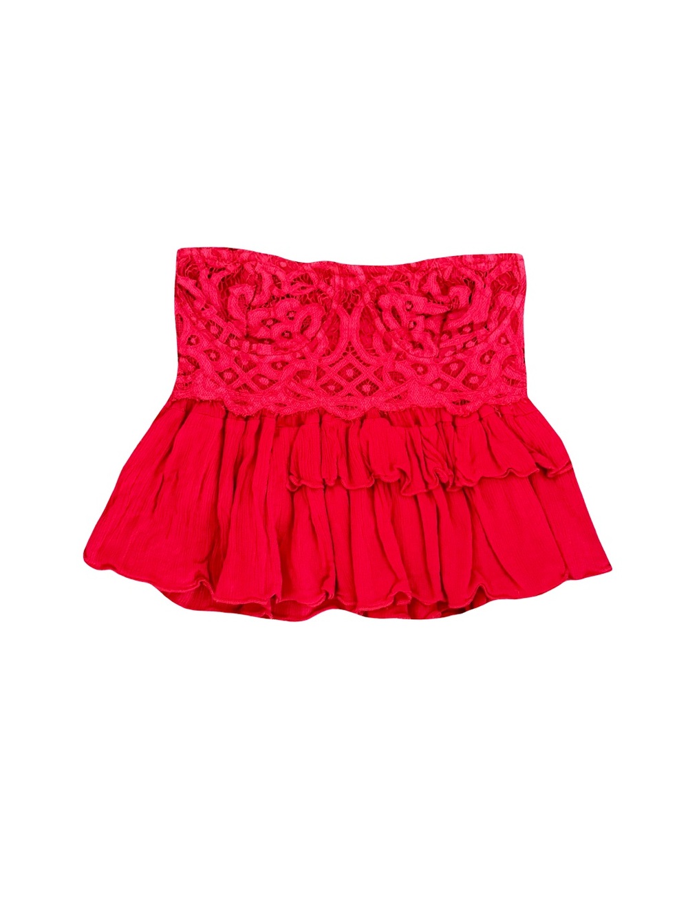NWOT FREE PEOPLE RED LACE BANDEAU RUFFLE CROP TOP // SIZE XS💋